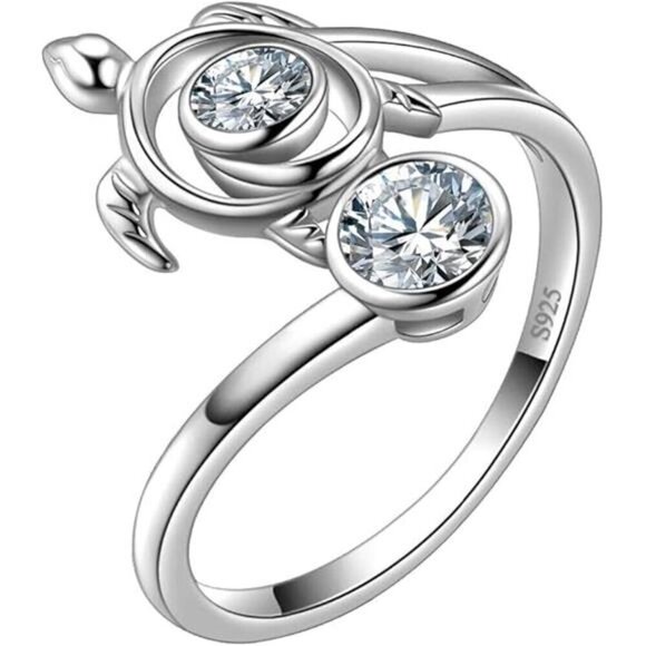 Adjustable Turtle Spiral Ring Aurora Tears Turtle Celtic 925 Sterling Silver - Picture 8 of 8